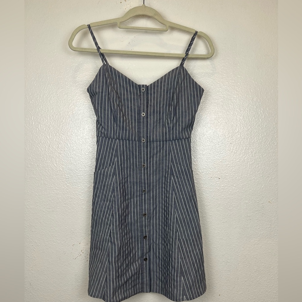 Grade &‎ Gather Womens Sleeveless Stripe Button Down Dress in Gray White Size S